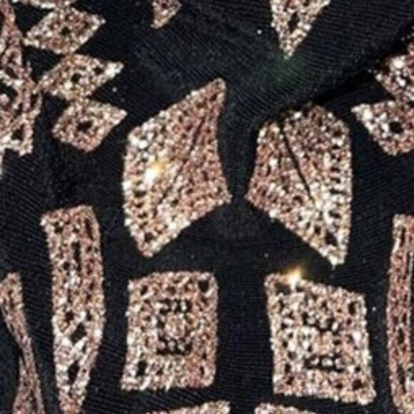 JUMP Apparel for Macy's Black & Gold Glitter Bodycon Sheath Dress Juniors sz 1/2 - Picture 4 of 9